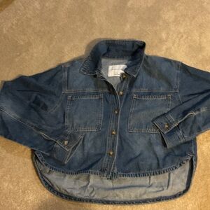 Celebrity Pink Denim Button-Up Top